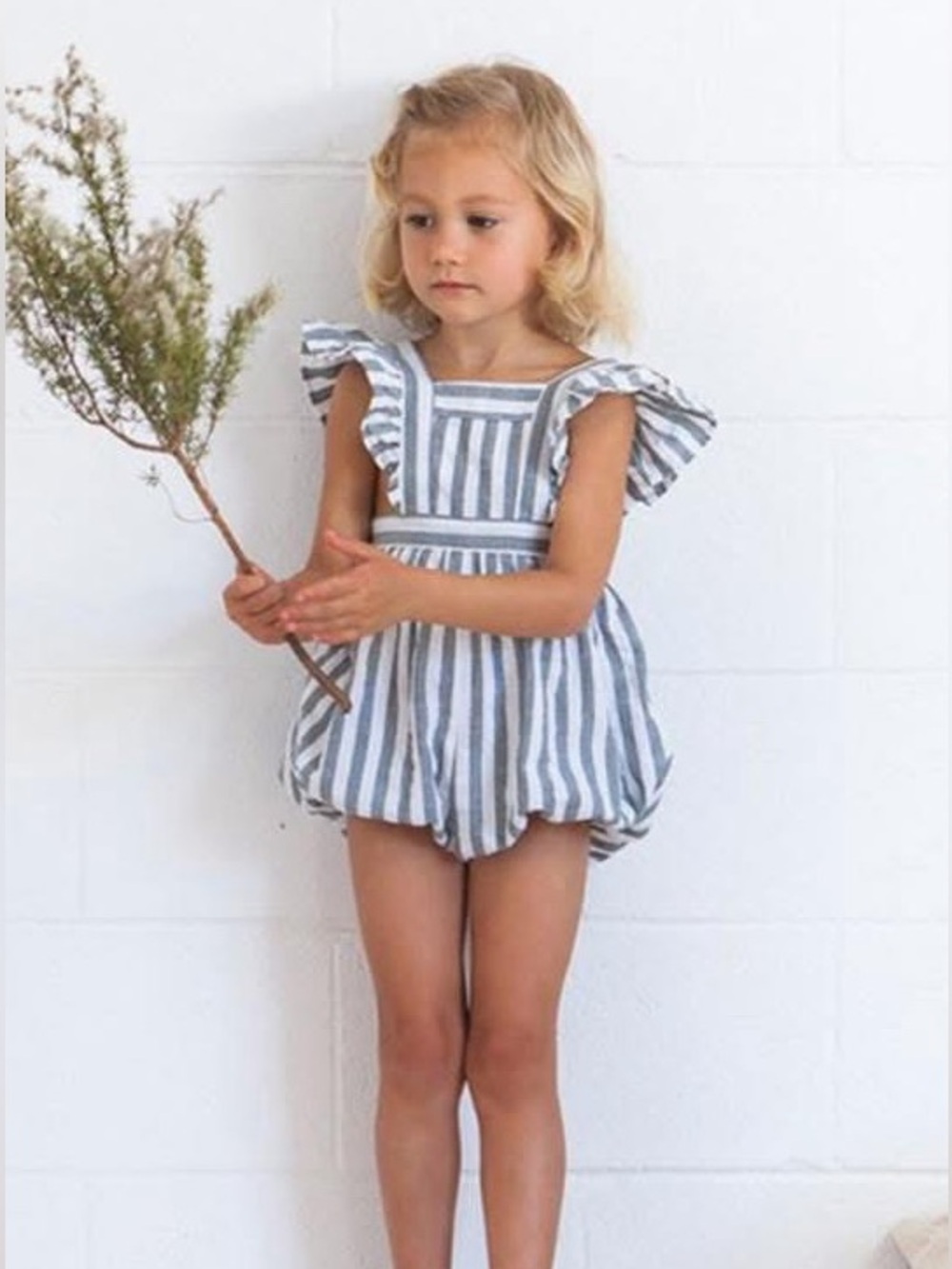 Yoli & Otis 2 Year Linen Blend Striped Bubble